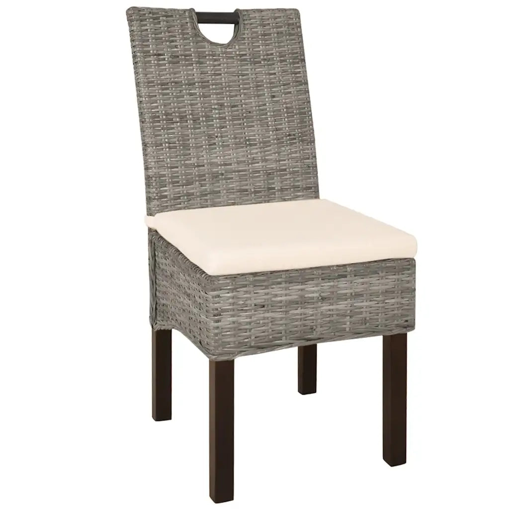 Sedie Sala da Pranzo 2 pz | Sedie da cucina in Rattan Kubu e Legno di Mango