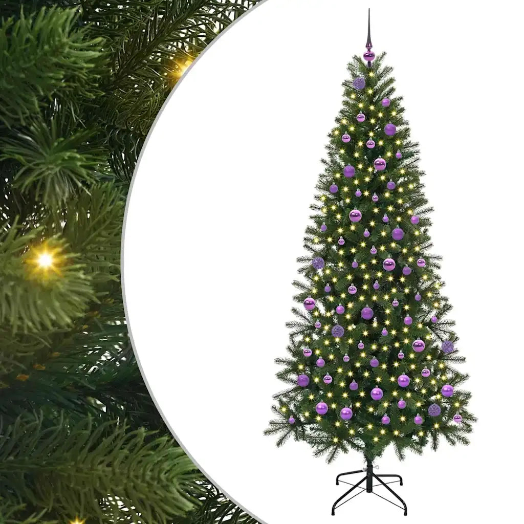 Albero di Natale | Decorazioni natalizie artificiale con 300 LED Verde 210 cm PE e PVC