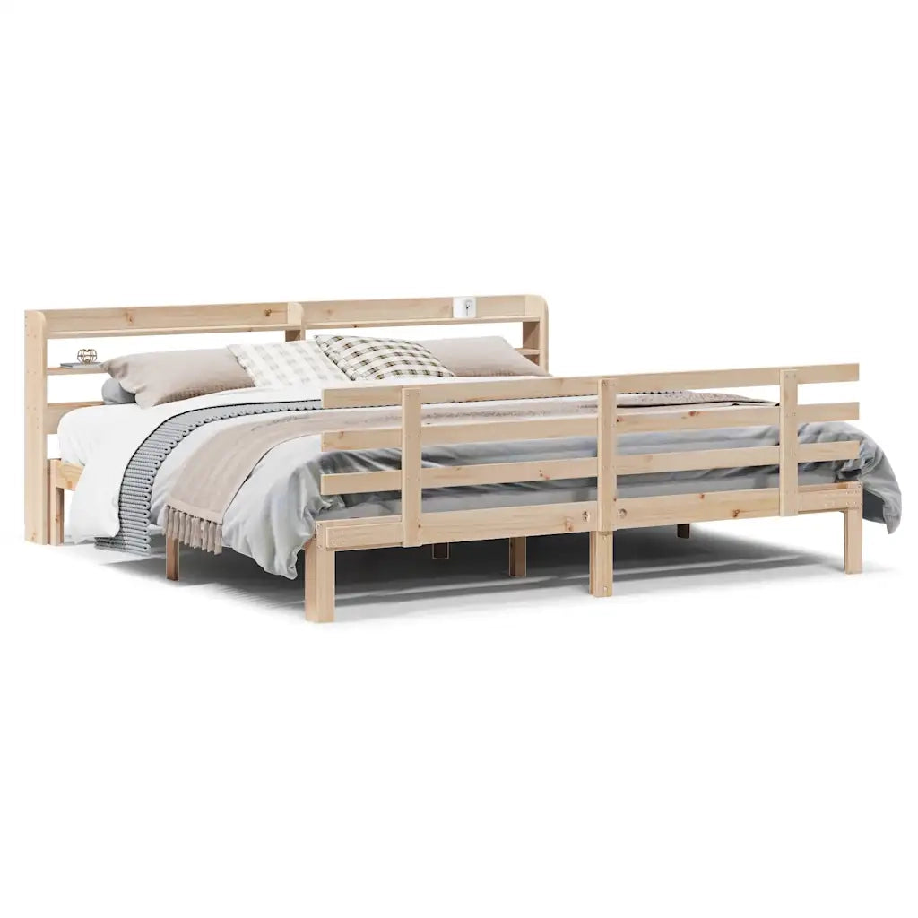 Letto matrimoniale | Letto per adulti | Giroletto con Testiera 180x200 cm Massello Pino