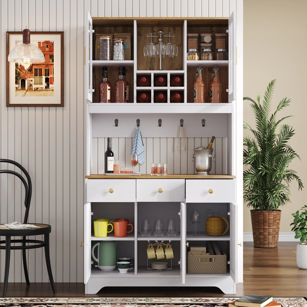 Credenza alta 5 ante e 3 cassetti bianca in MDF