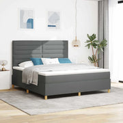 Letto a Sorgente LED Grigio scuro 180 x 200 cm Tessuto