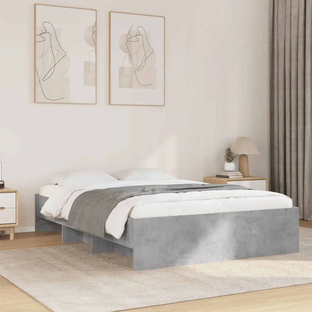 Letto matrimoniale | Letto per adulti | Giroletto Grigio Cemento 135x190 cm in Legno Multistrato
