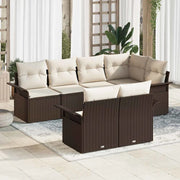 Set Divano da Giardino con cuscino 7 pcs Marrone Poly Rattan