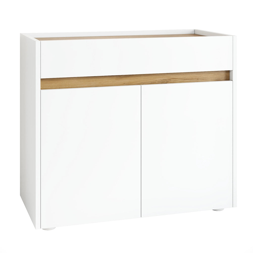 Mobile archivio 80x40x70 cm con cassetto e ripiani regolabili in truciolare bianco