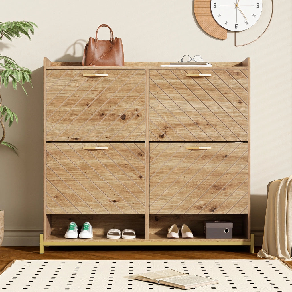 Scarpiera moderna effetto legno ¨C Scarpiera a 4 ante ¨C Scarpiera salvaspazio per ingresso, corridoio o disimpegno ¨C Robusta ed elegante