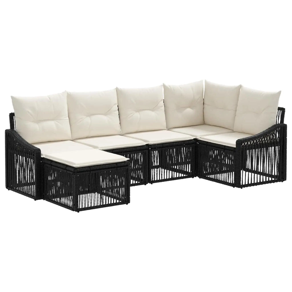 Set Divano da Giardino 6 pz Nero polyrattan 3436072
