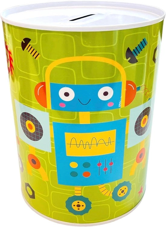 Grande cassetta di risparmio robot verde per bambini - XXL 15 x 10 cm