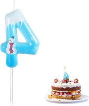Candelabri numerici per compleanno con tema neve azzurro e bianco (4 pezzi)