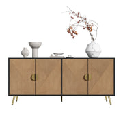 Sideboard 160 cm, 4 ante, maniglie spazzolate oro e gambe tavolo lucide