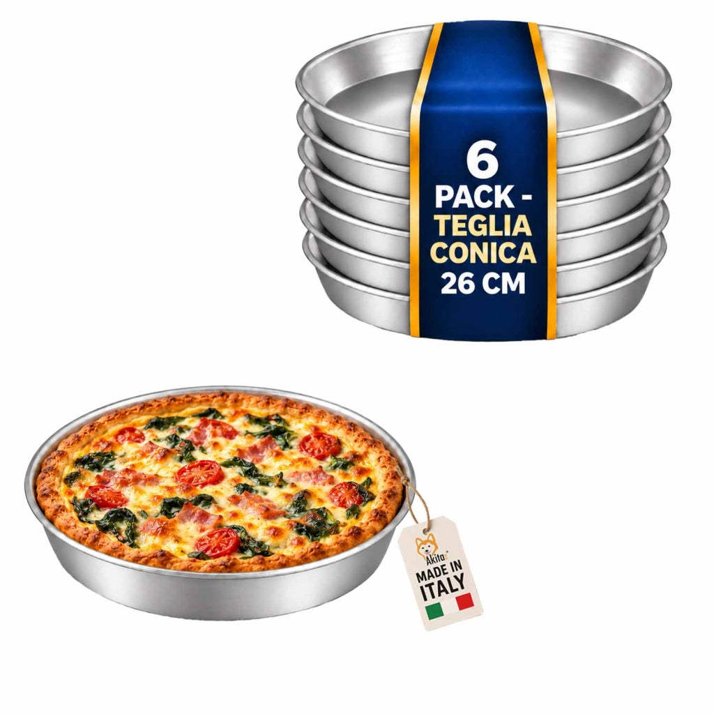 Akitaink 6 Pezzi Tortiera Conica Pastiera Alluminio 26 cm h 4 cm