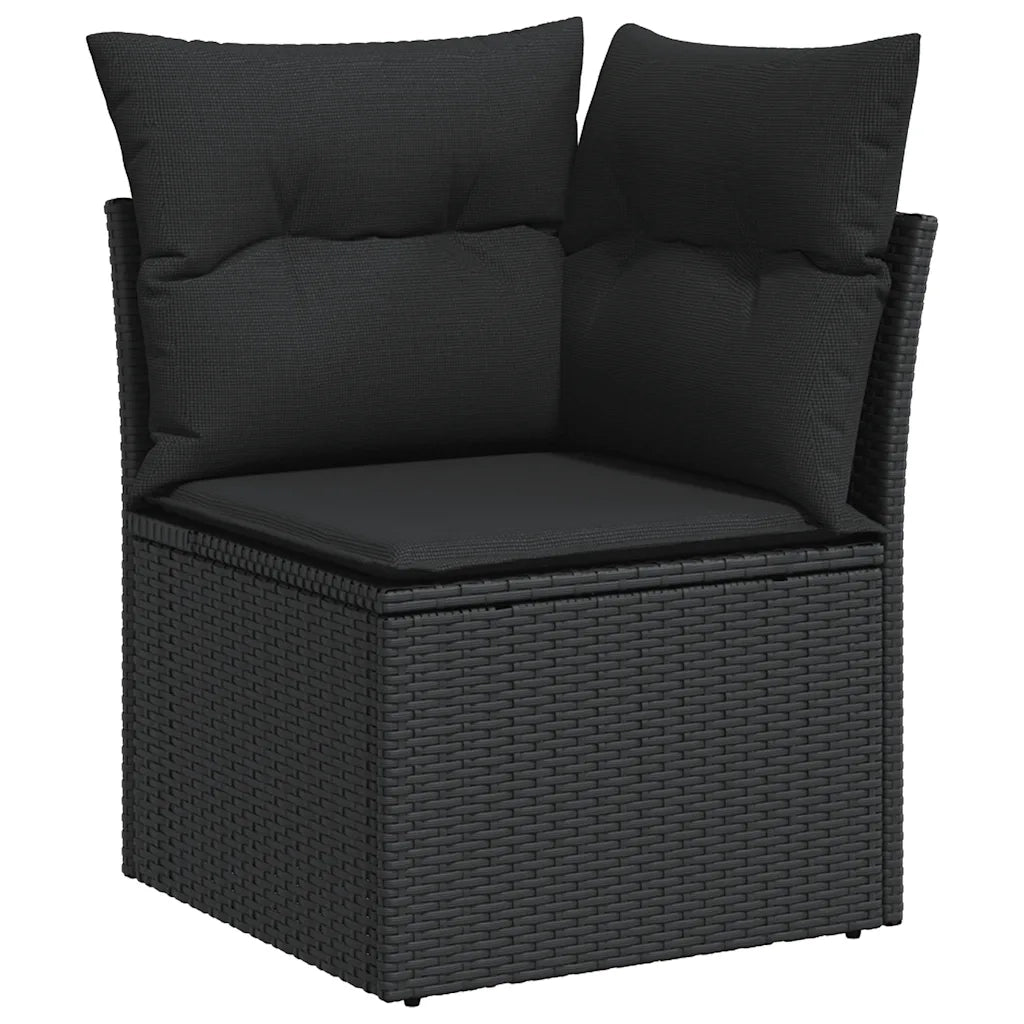 Set Divano da Giardino 6 pz con Cuscini Nero in Polyrattan 3326883