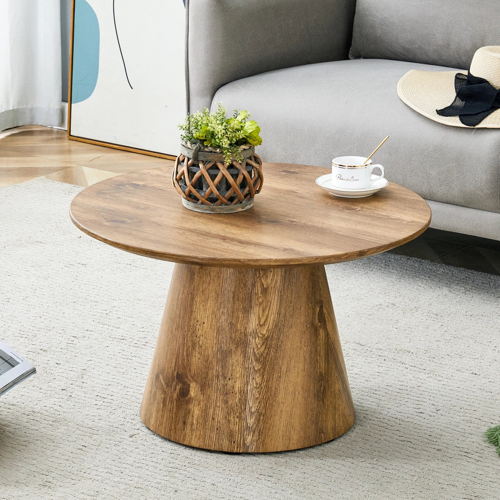 Tavolino rotondo effetto legno in MDF, diametro 60 cm e altezza 35 cm