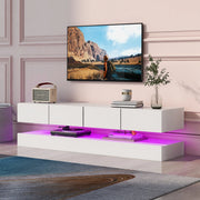 Mobile porta TV da parete con 4 cassetti e LED, controllo Bluetooth da app, MDF bianco