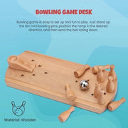 Kit di bowling a tavolo con piattaforma e inclinazione - Giocattolo di bowling divertente in legno per adulti e bambini