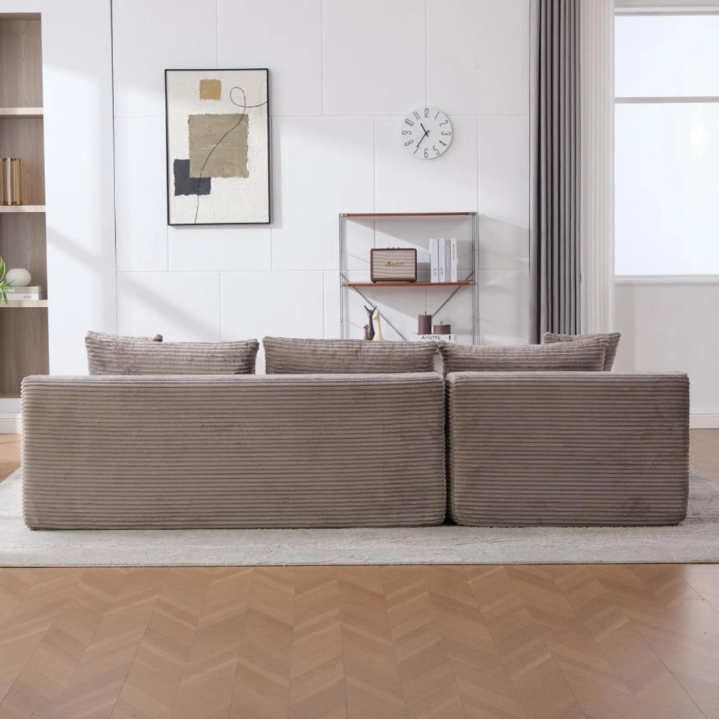 Divano compatto, divano modulare, tessuto chenille, schiuma ad alta elasticità 30D, base antiscivolo, 4 posti, grigio