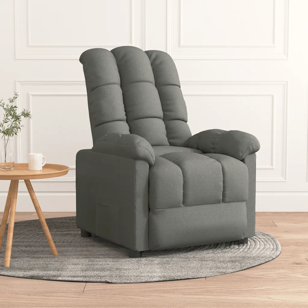 Poltrona | Sedia Relax Reclinabile in Tessuto Grigio Scuro