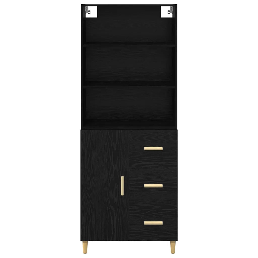 Credenza | Madia | Buffet da pranzo | Armadio da pranzo Rovere Nero 69,5 x 32,5 x 180 cm Legno multistrato