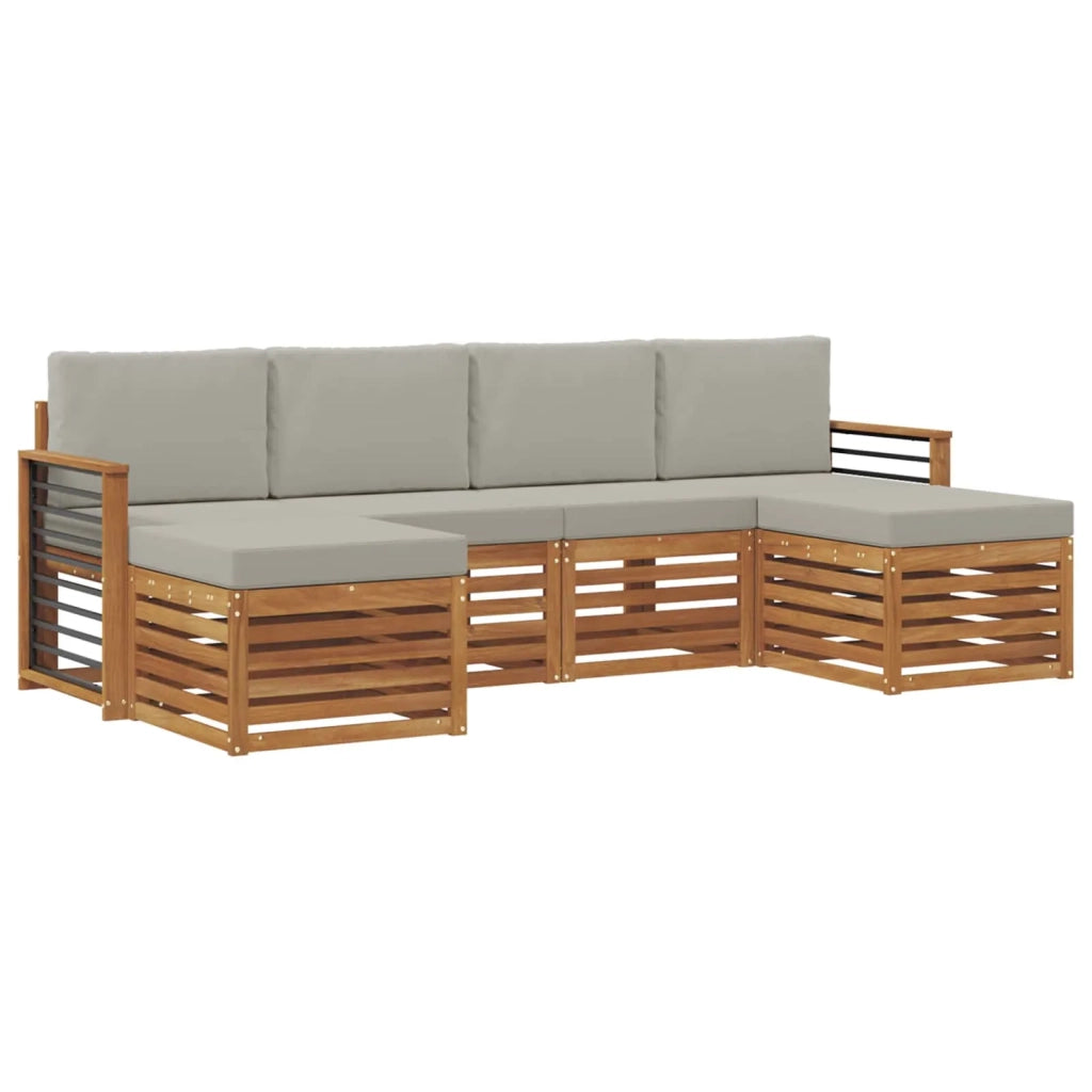 Set divani con cuscino 6 pcs Grigio Naturale e Chiaro 3375261