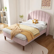 Letto imbottito 90x200 - Xylo - Rosa, velluto