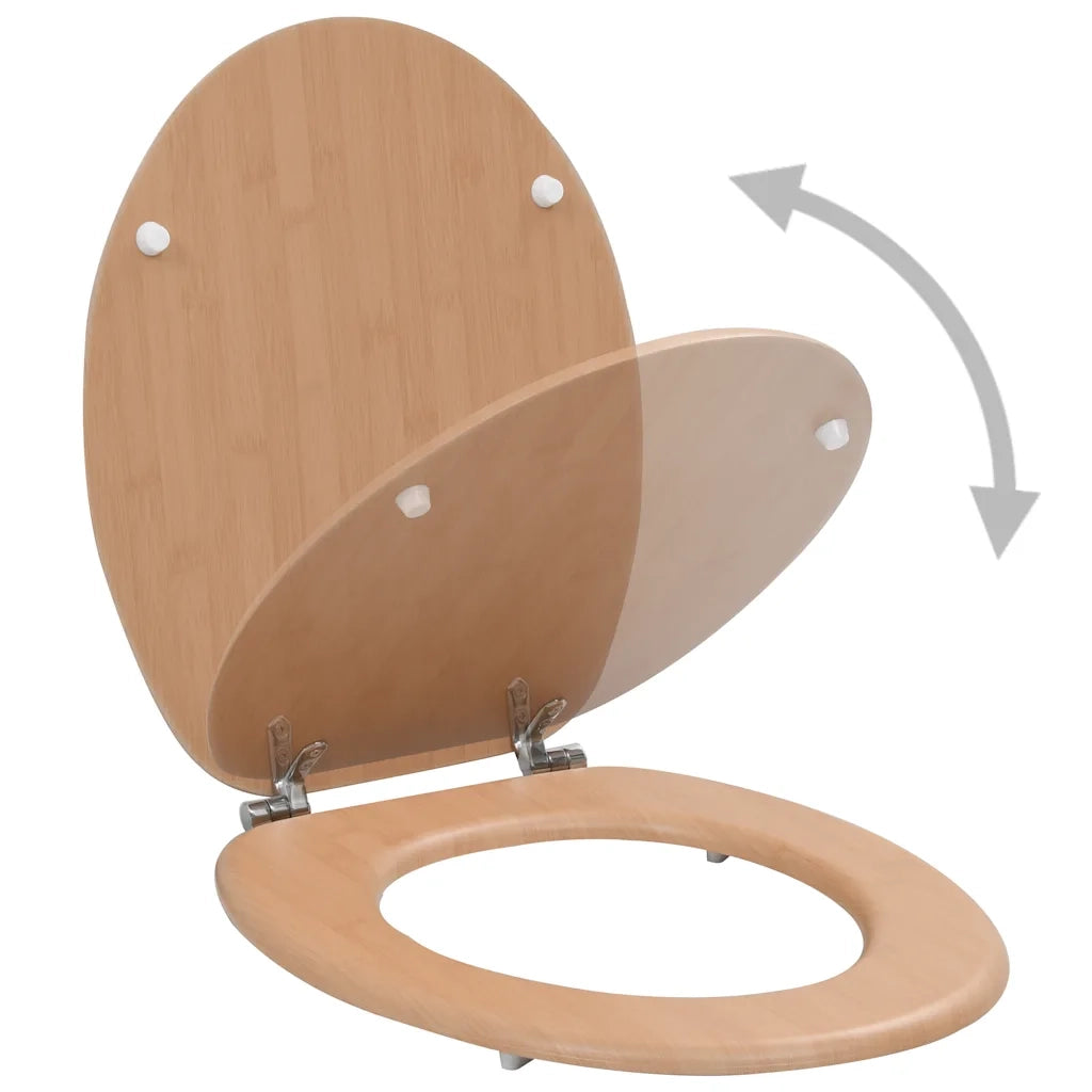 Tavoletta WC con Coperchio MDF Design a Bambù 143927