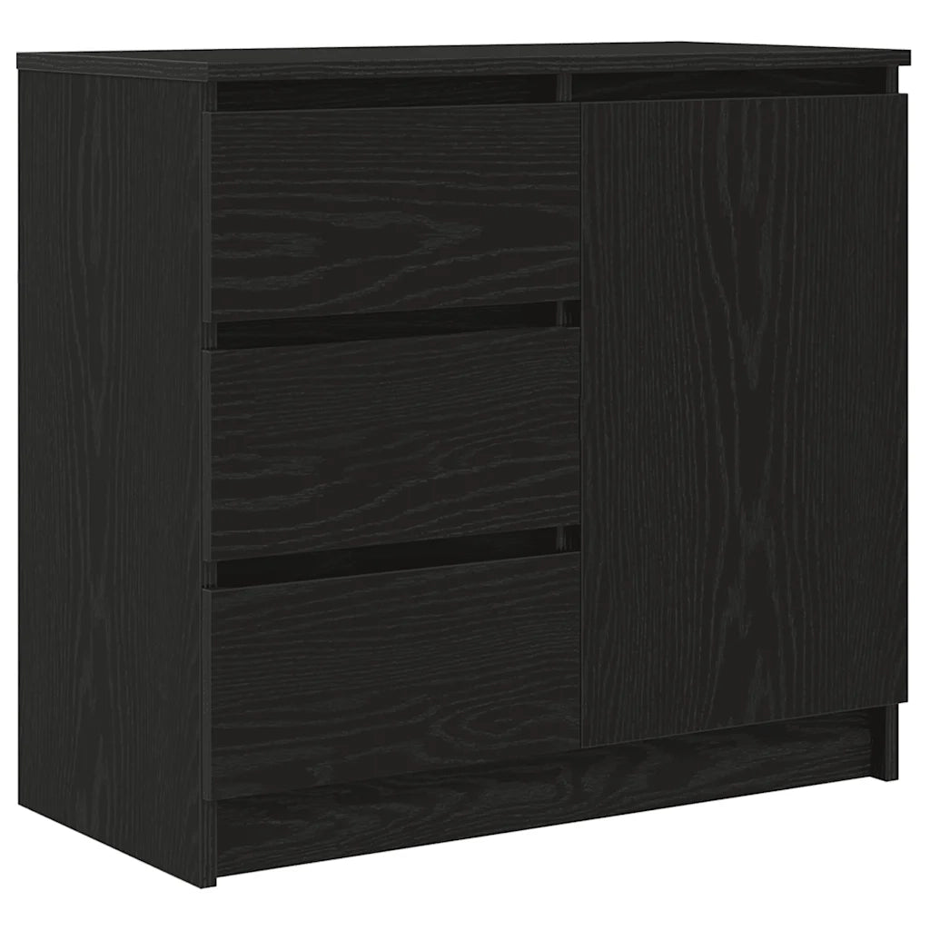 Credenza con Cassetto Rovere Nero 71x35x65 cm Legno Multistrato 861572