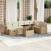 Set Divano da Giardino 9 pz con Cuscini Beige in Polyrattan 3274868