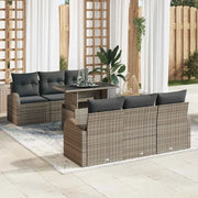 Set Divano da Giardino con cuscino 7 pcs Grigio Poly Rattan