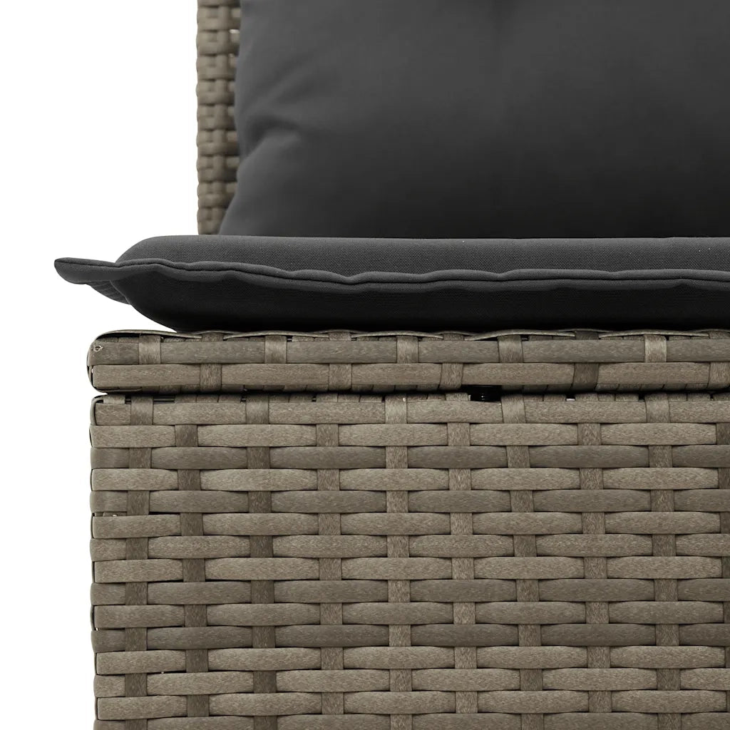 Divano Giardino Senza Braccioli con Cuscini Grigio Polyrattan 366112