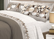 Completo Lenzuola Linea Pensieri Delicati 100% Cotone Disegno Gnomi - Piazza E Mezza - Beige