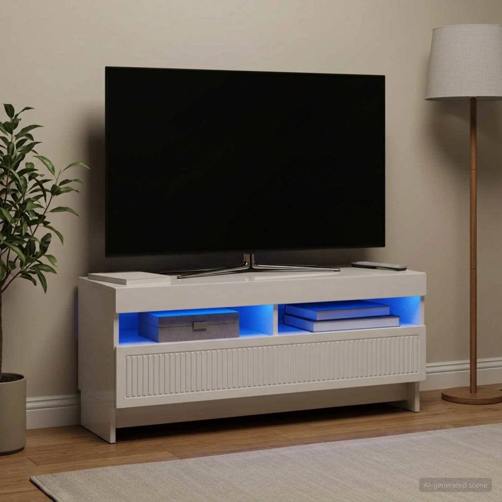 Mobile TV LED Bianco Lucido Legno ingegnerizzato 896109