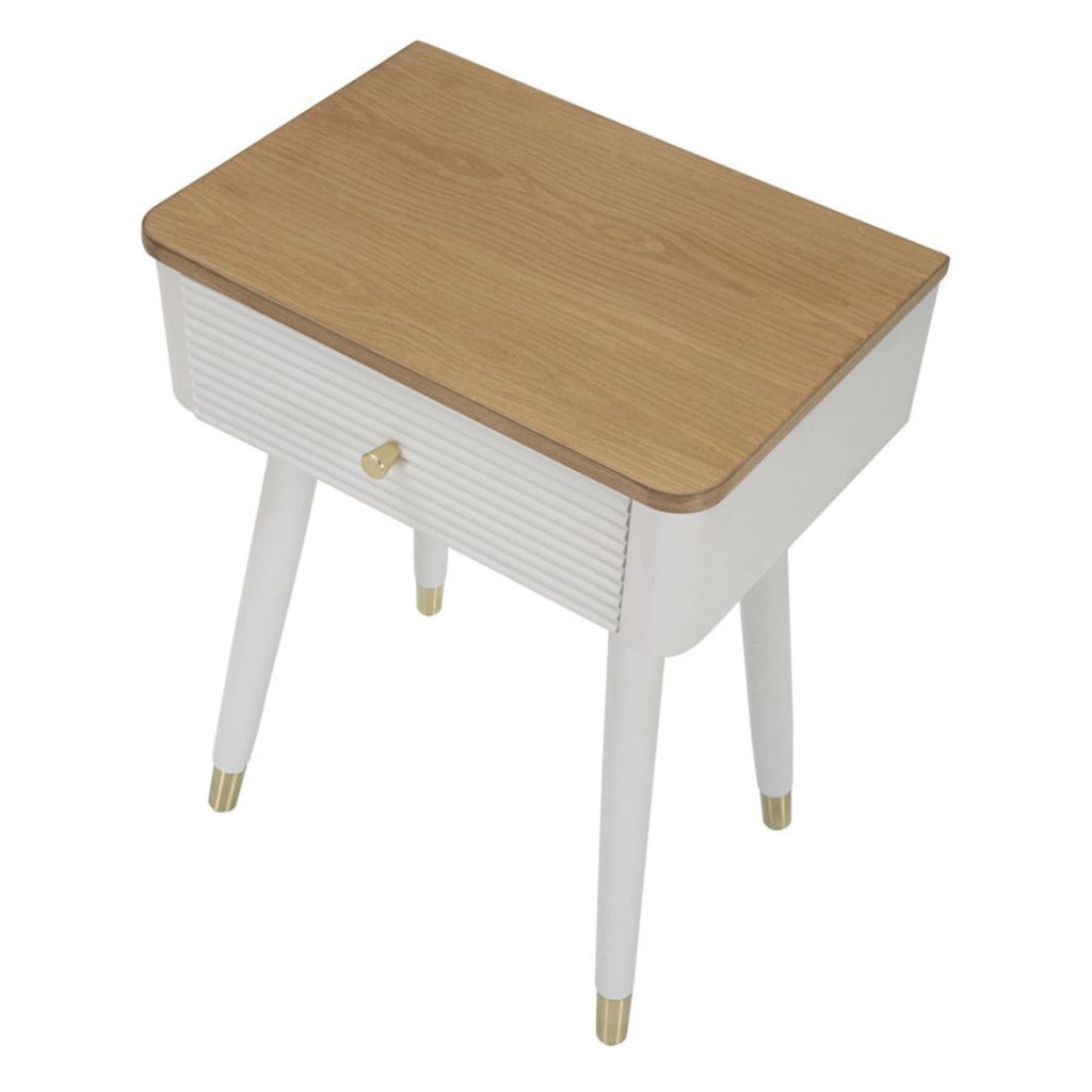 Comodino VKH11, Bianco, Legno, 45x32x62 cm