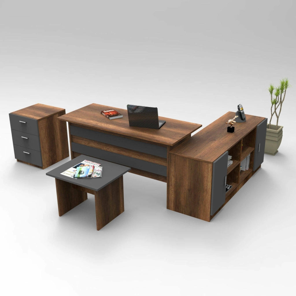Abutilon, set da Ufficio Modulabile, Marrone Noce