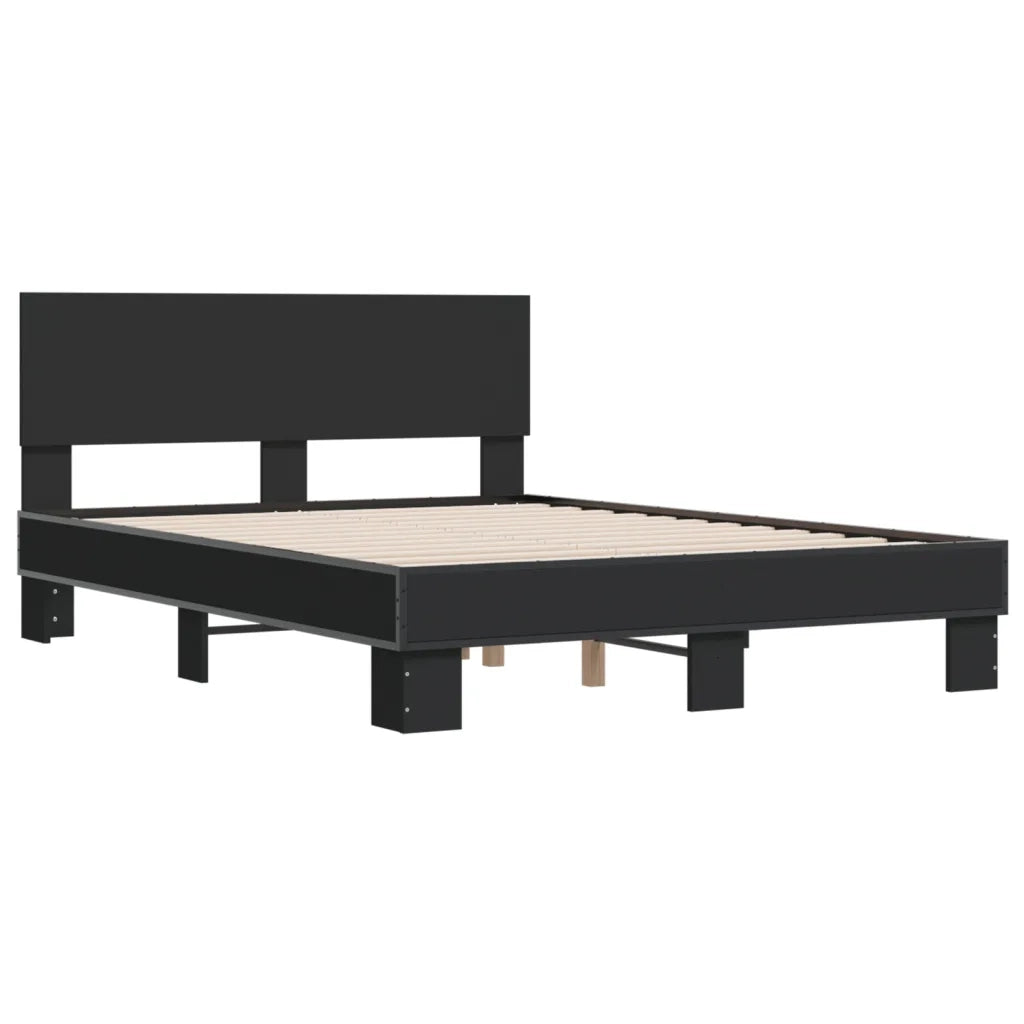 Giroletto Nero 140x190 cm in Legno Multistrato e Metallo