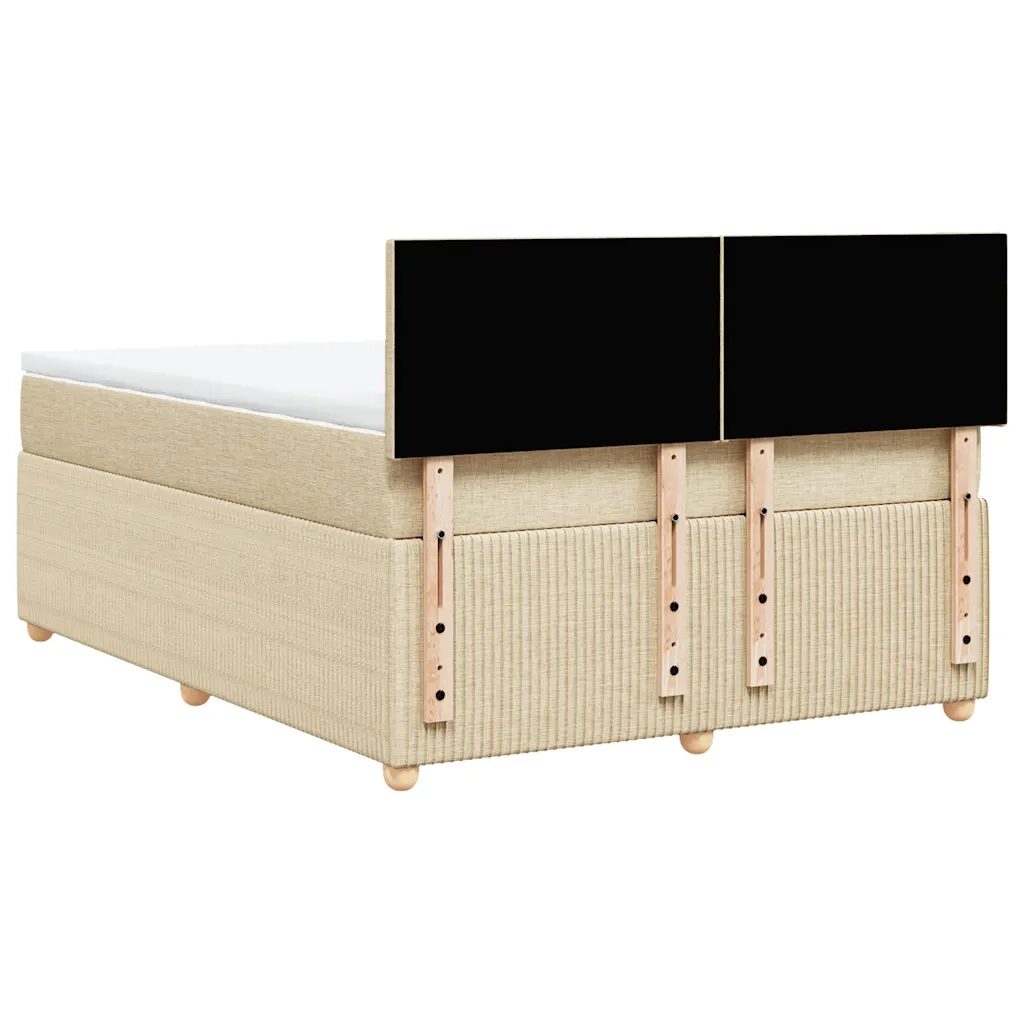 Giroletto a Molle con Materasso Crema 160x200 cm in Tessuto