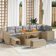 Set Divano da Giardino 9 pcs Beige e Grigio Chiaro polyrattan 3363967