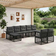 Set di divani da esterno 9 pz Nero e Grigio scuro Poliestere 3437765
