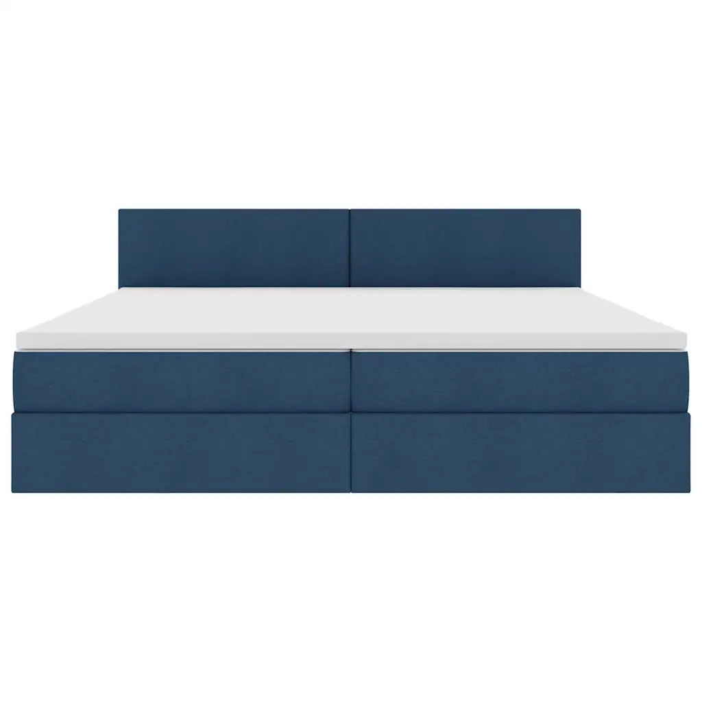Letto con contenitore e materasso con testiera Blu 200 x 200 cm 3370472