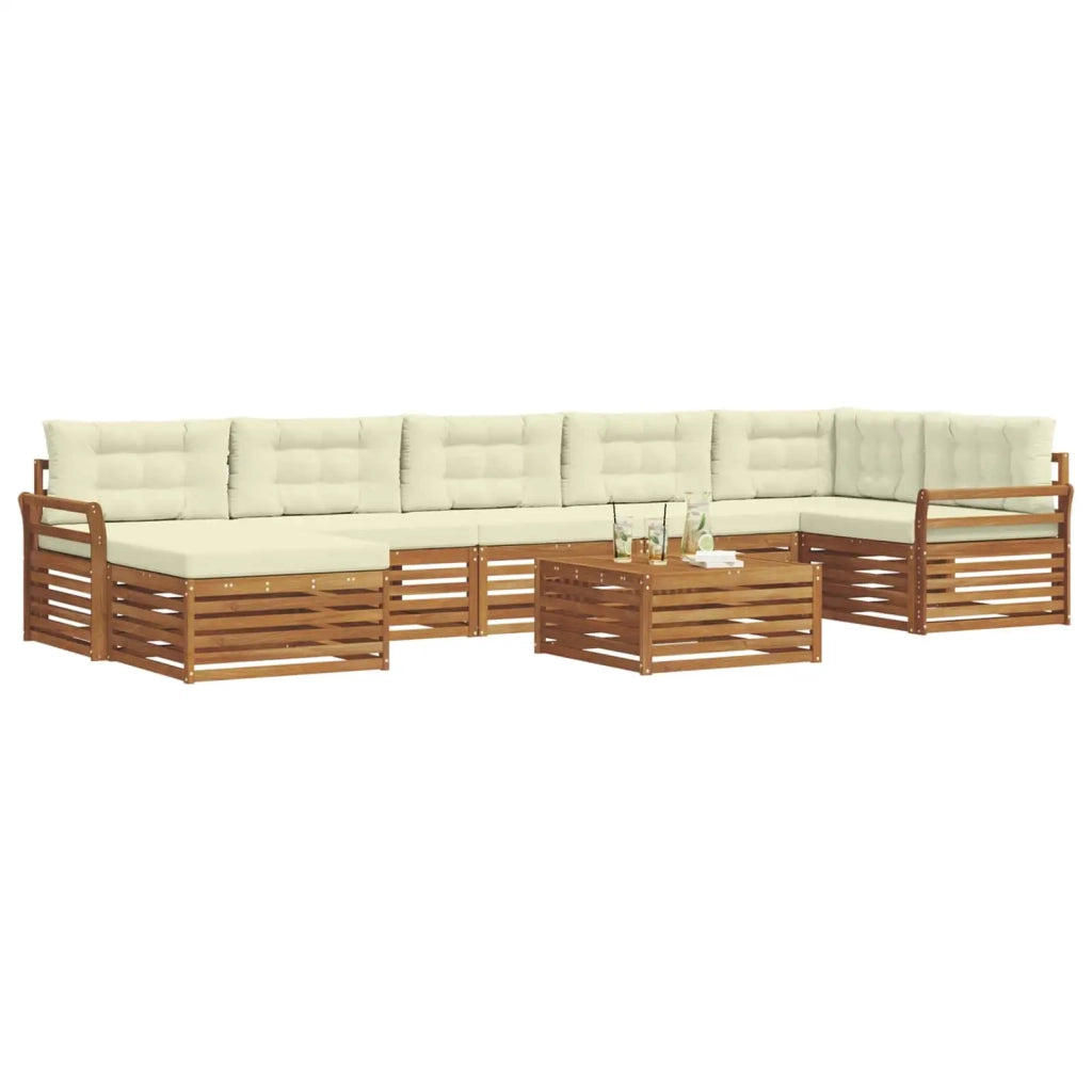 Set di divani da esterno con cuscino 8 pcs Naturale e Crema 3373860