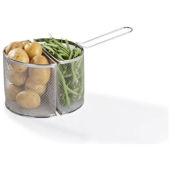 Barazzoni 421049524 Spaghettiera Doppio Cestello Acciaio Inox 18-10 24 cm 7.25 Lt Induzione Made in Italy colore Grigio