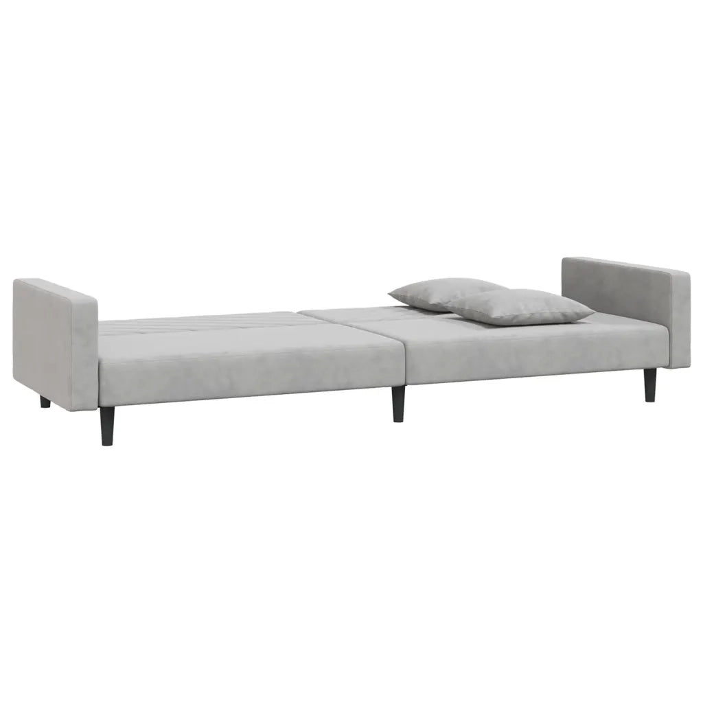 Divano letto | Sof¨¤ letto | Letto singolo a 2 Posti con 2 Cuscini Grigio Chiaro in Velluto