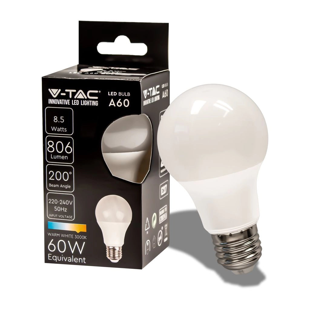 Bulbo LED - 8,5 W E27 A60 Termoplastico 3000K