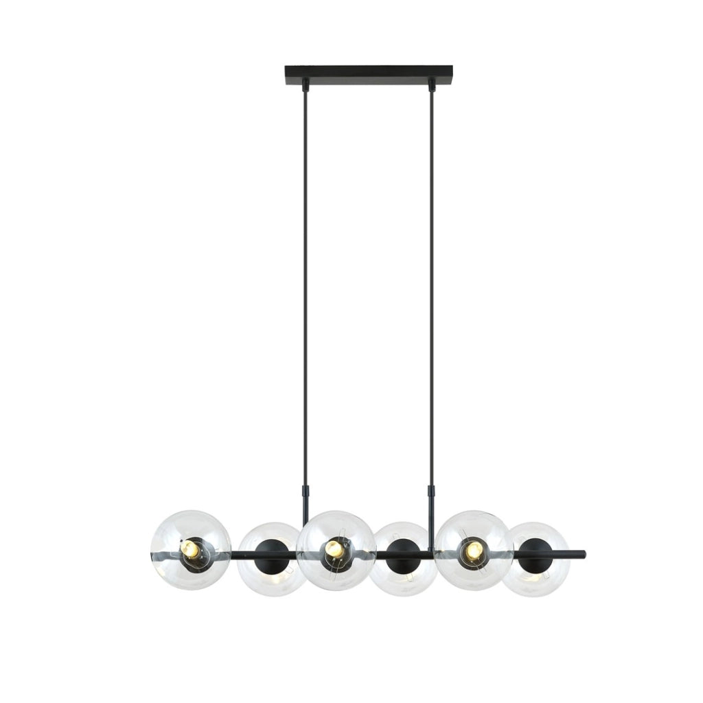 Lampadario a sospensione RORY 6 luci nero trasparente