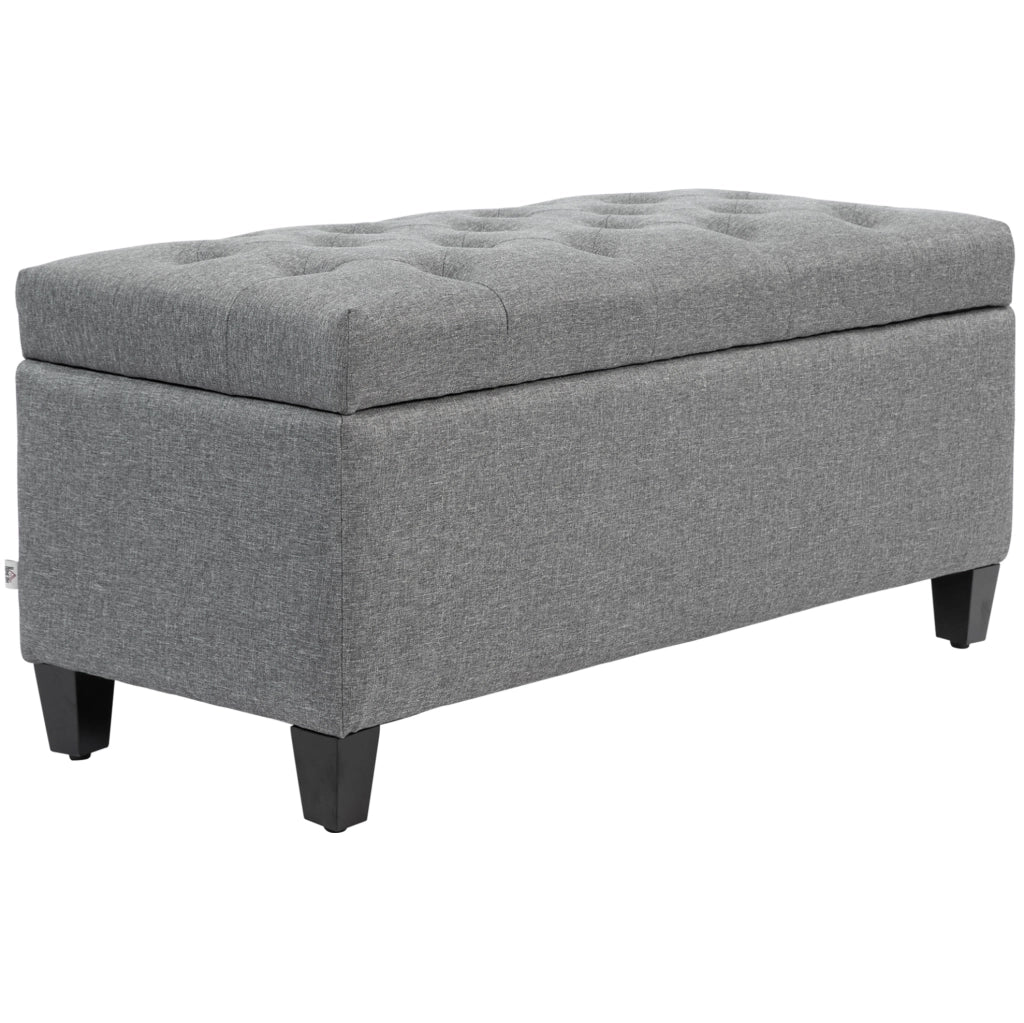 Panca contenitore imbottita 100x40x44 cm in poliestere grigio chiaro