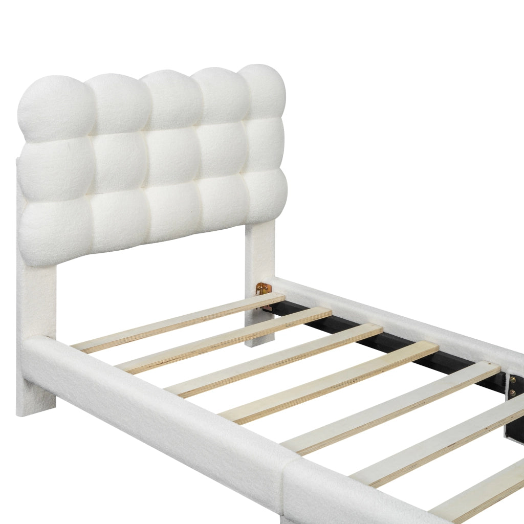 letto imbottito plush bianco 90 x 200 cm