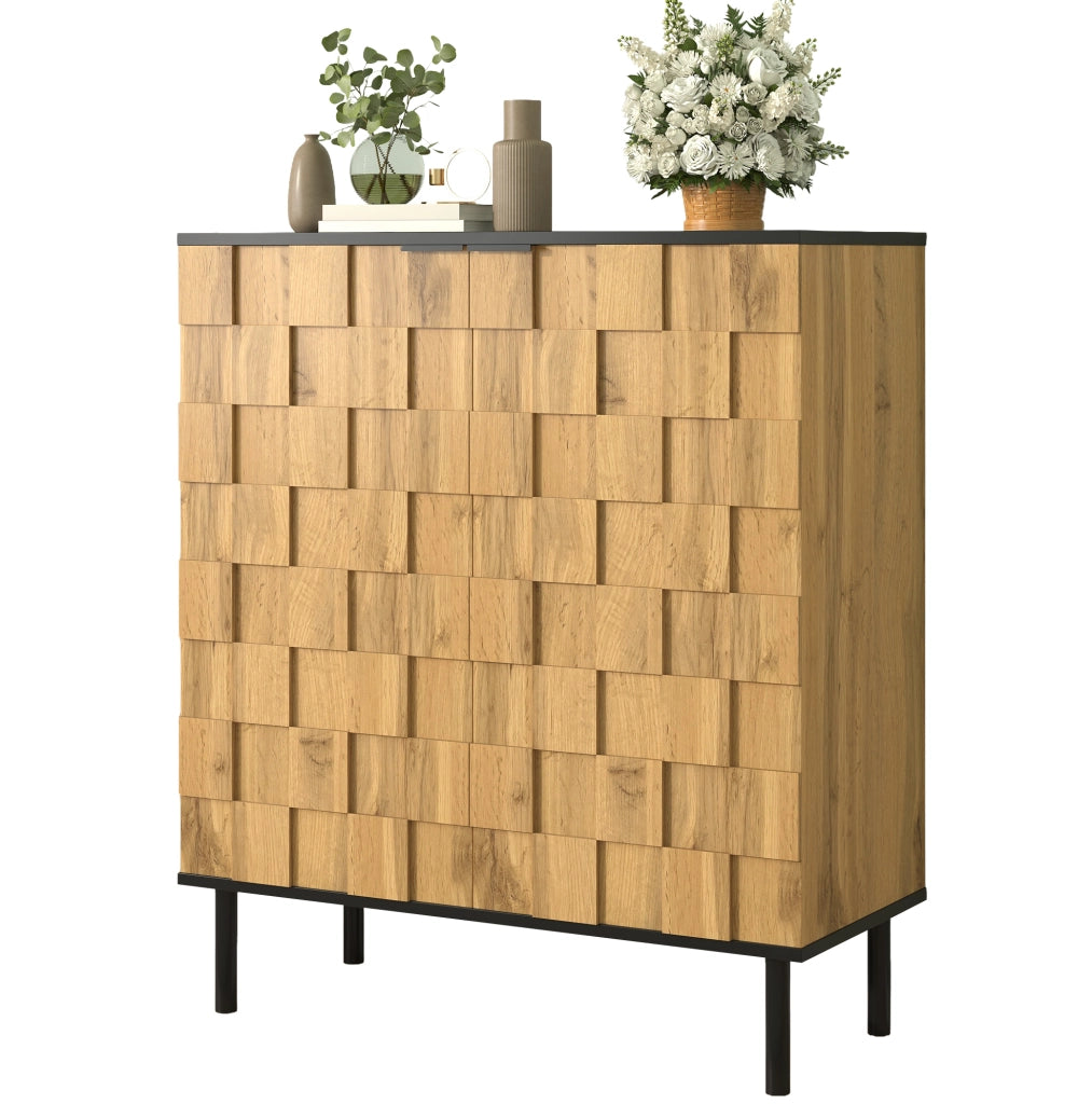 Scarpiera a 2 ante con design a mosaico