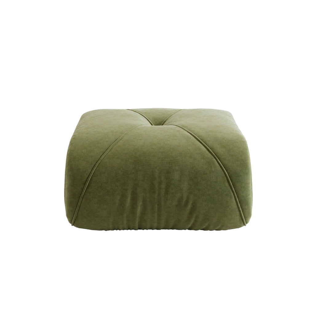 Pouf Elowin in Chenille Verde con Design Ergonomico e Struttura Stabile