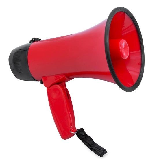 Megafono Portatile con Sirena - Ideale per Eventi - Rosso - Amplificatore Acustico - Megafono da Trasportare - Adatto per Esterno - Compreso nel Pacco