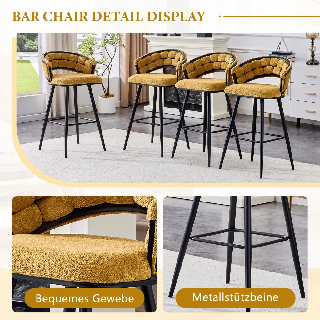 SGABELLI BAR in velluto giallo e metallo nero