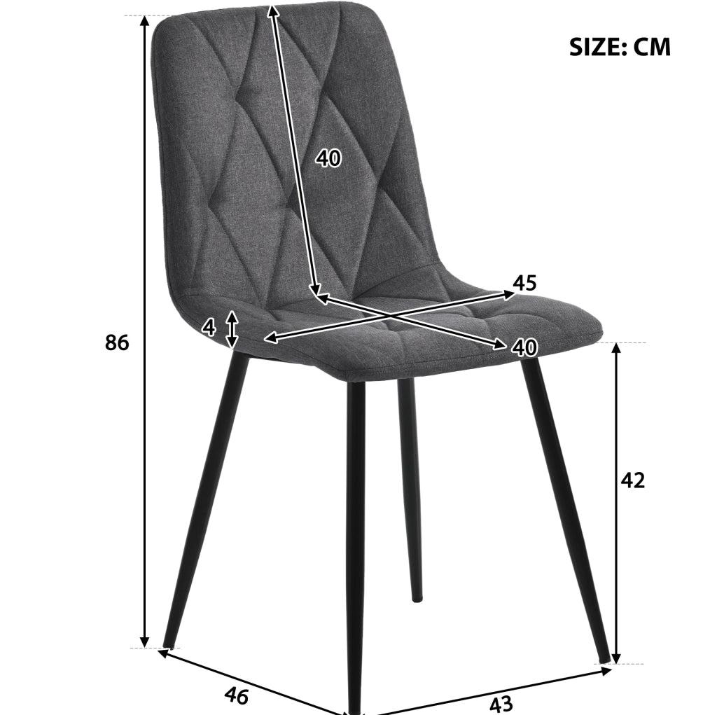 SEDIA Imbottita Set da 4 pezzi Grigio in lino e metallo