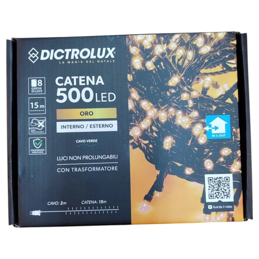 LUCI LED ORO 500 LED 15 MT INTERNO ESTERNO
